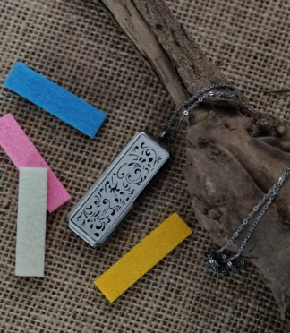 Naszyjnik ŚLAD 2 Biżuteria do olejków eterycznych z kolorowymi wkładami